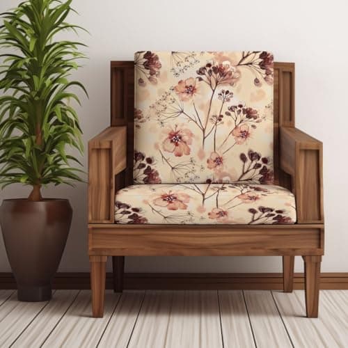 Decorian Polycotton Stretchable Printed Solid Sofa Slipcovers, Wooden Sofa Seat Cover, Sofa Back Cushion Covers (Pack of 2, Watercolor Leaves)