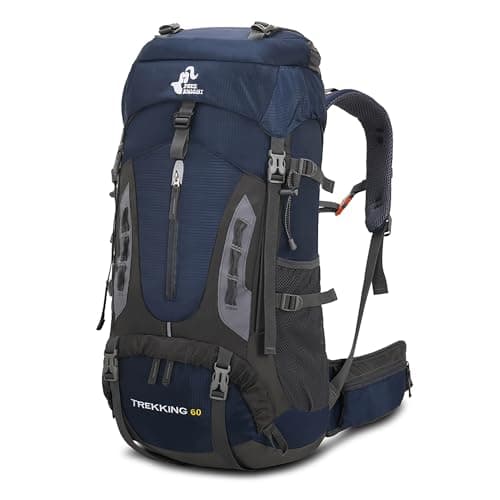 Bseash 60L Hiking Camping Backpack with Rain Cover, Waterproof Large Capacity Outdoor Sport Travel Daypack Climbing Touring (Navy Blue)