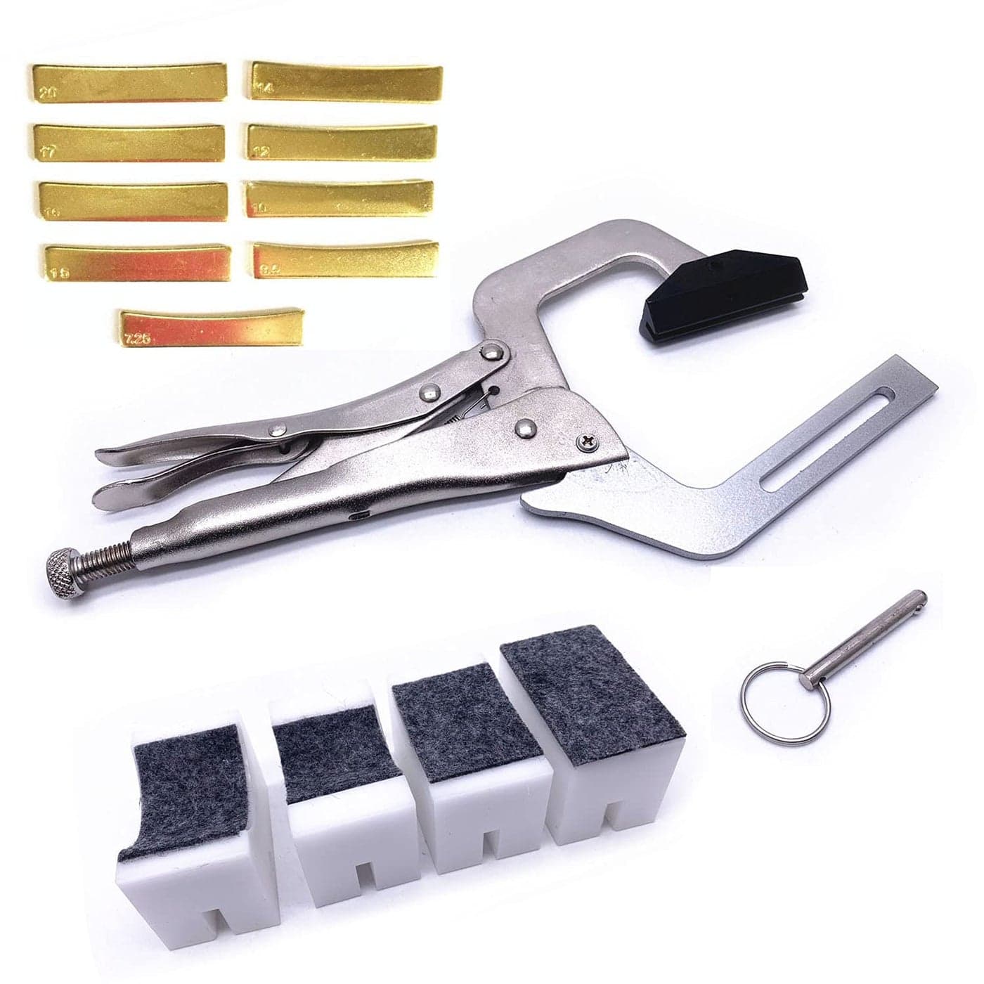 Jiayouy Handheld Fret Pressing Tool Luthier Fretting Tool with 4 Padded PVC Support Cauls 9Pcs Brass 7259510121415161720 Radian Fret Inse