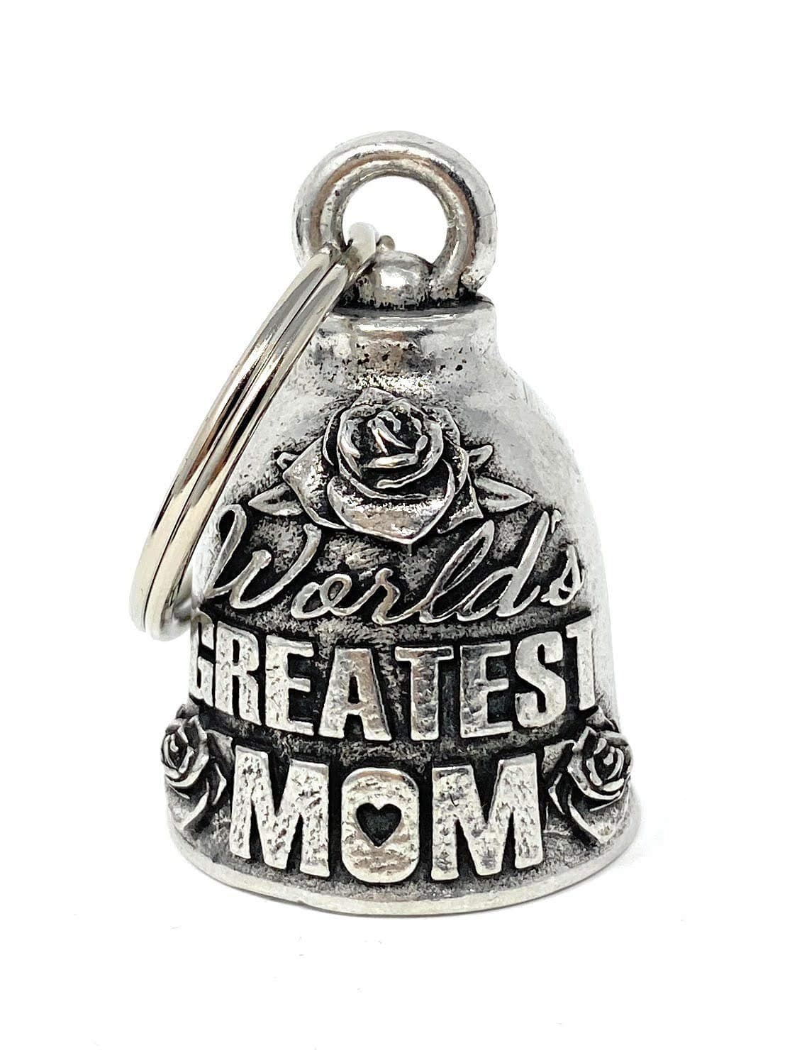 Bravo Bells Worlds Greatest Mom Bell - Biker Bell Accessory or Key Chain for Good Luck on The Road