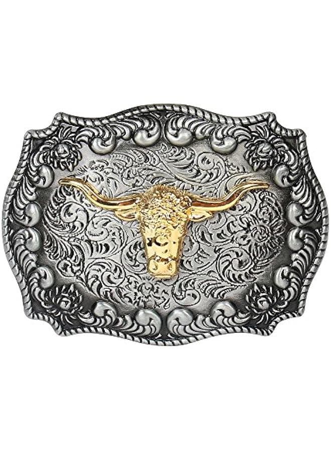 Long Horn Bull Western Belt Buckle