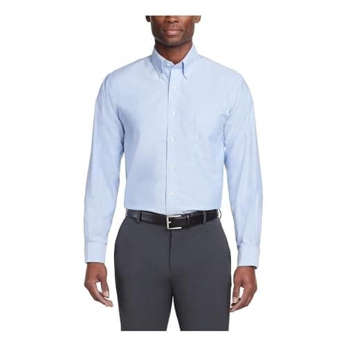 Van Heusen Men's Dress Shirt Regular Fit Oxford Solid, Blue, Small