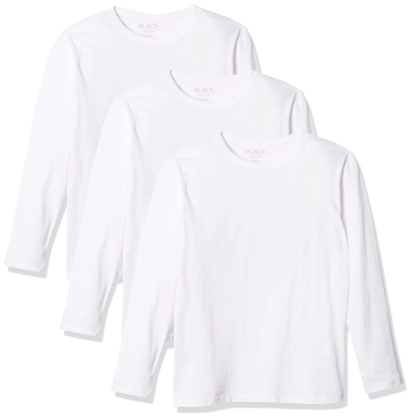 The Childrens Place boys Long Sleeve Basic Layering Tshirt T Shirt White 3 Pack Medium US