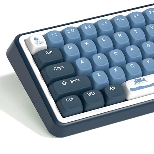 dagaladoo Apollo PBT Keycap Set,Blue/Dark Blue/White Custom Keycaps Cute, Dye Sublimation Keyboard Keycaps,MOA Profile Key caps for 100% 75% 65% 60% TKL US Layout Mechanical Keyboard