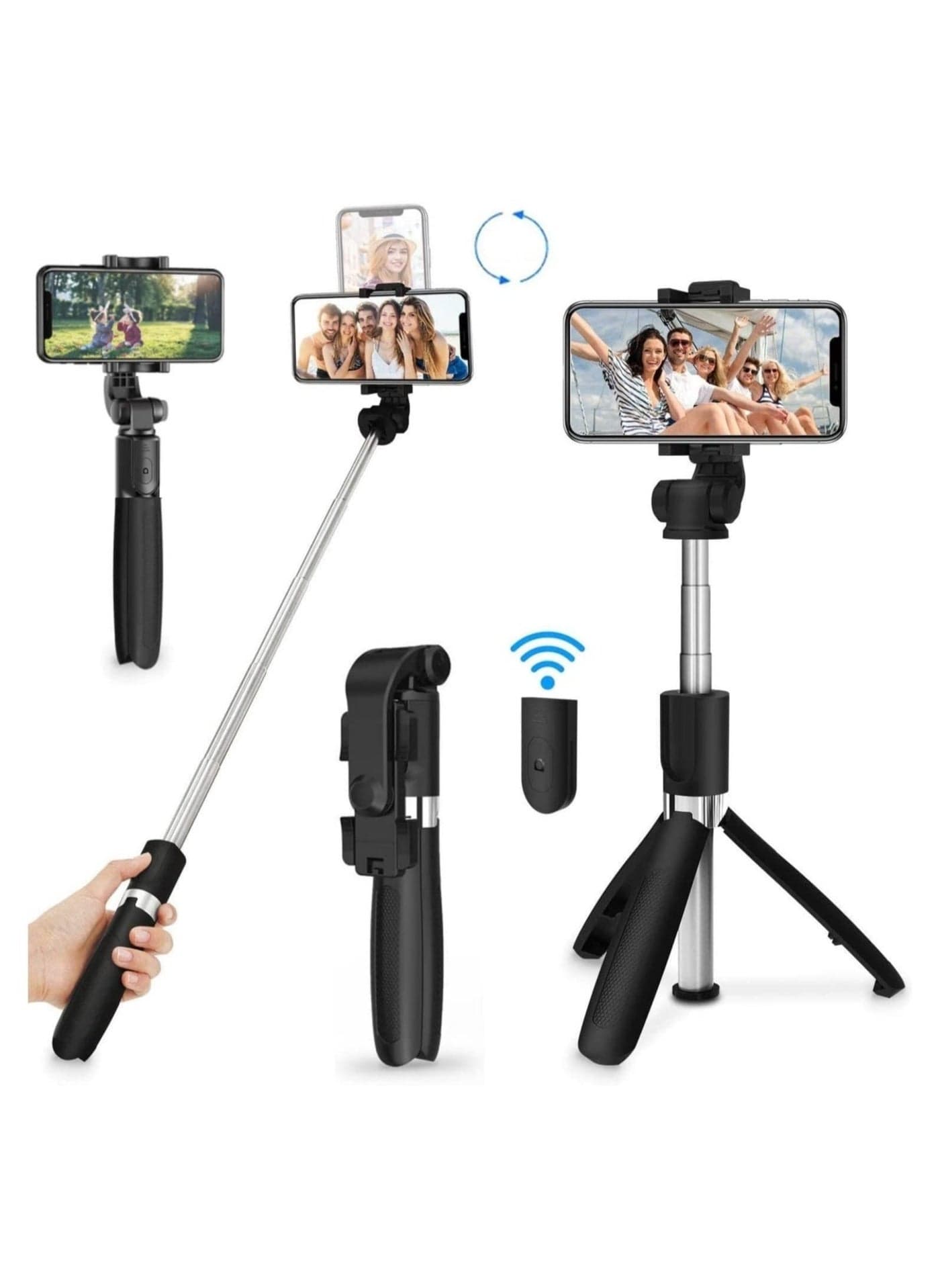 Selfie Stick Tripod with Remote All in One Portable Cell Phone Stand Compatible with iPhone 13 12 11 Samsung Android Smartphone