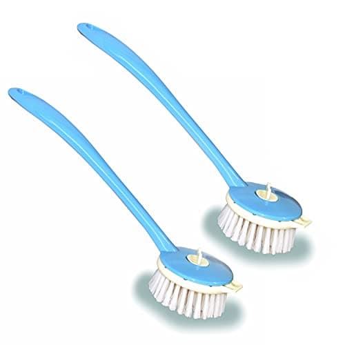 Homfine™ Pack of 2 Round Kitchen Cleaning Plastic Handy Sink Brush (Small Size, Aqua Green)