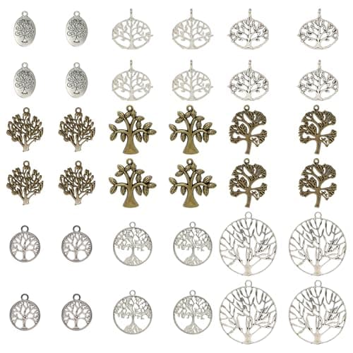 yueton Pack of 45 Alloy Tree of Life Charms Pendents Jewelry Findings for Making Bracelet and Necklace