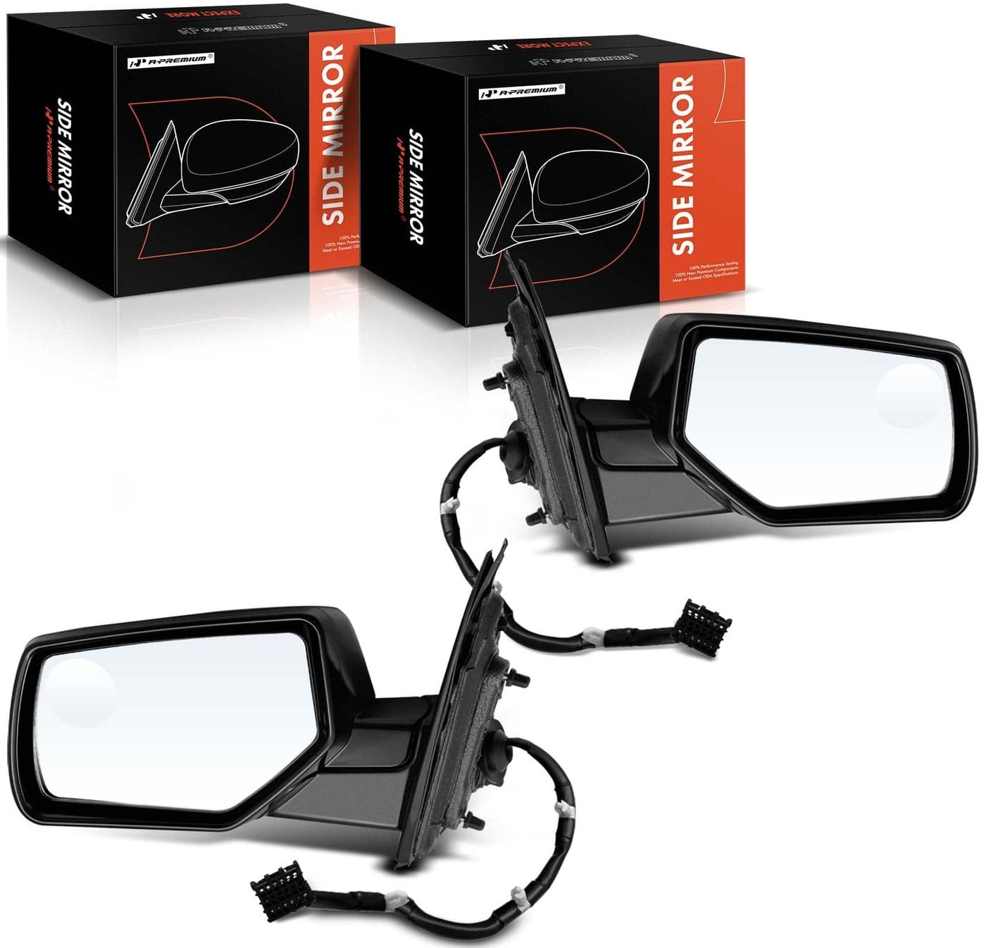 APremium Pair 2 Driver and Passenger Side Power Door Mirror Compatible with Chevy Tahoe Suburban GMC Yukon Yukon XL 20152020 Heated Manual Folding Black wDrive Side Blind Spot Glass