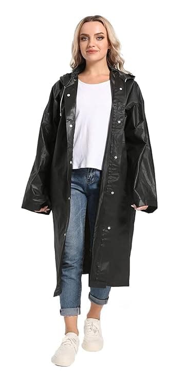 Krystle Waterproof Rain Coat Hooded Universal Outdoor Water Resistant Rainwear Suit for Men Women Boys & Girls (Pack of 1) (Universal, Black)
