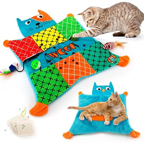 AWOOF Cute Soft Catnip Mat Interactive Cat Toys for Indoor Cats