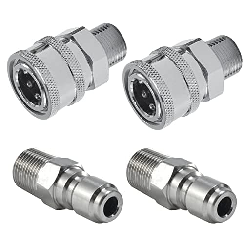 Raincovo Pressure Washer Quick Connect 3/8 Inch, Pressure Washer Fittings, Adapter Set, Male Thread, 4 Pieces