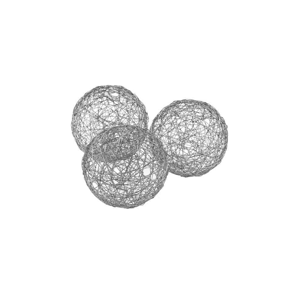 Modern Day Accents 3277 Guita Silver Wire Spheres Set of 3 Decorative Balls Orb Ball Shelf Decor Table Decor Dough Bowl Filler Decor Home Office Kitchen Living Room Room Decor Aesthetic 3D