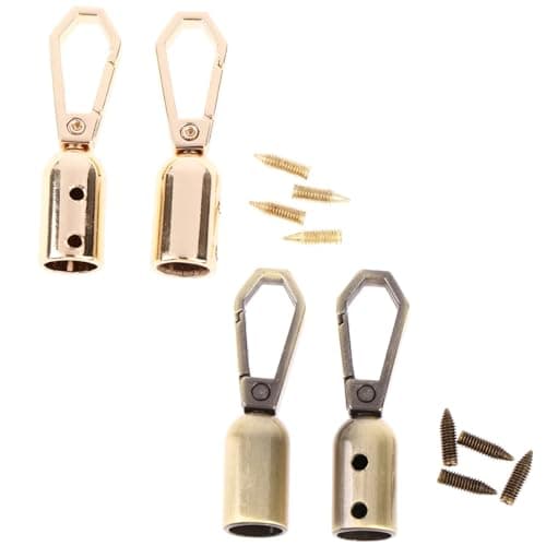 DraCra 4 Pack Braided Purse Straps Snap Hook Swivel Clasp Replacement Round Leather Braided Handbag Handle Swivel Clasp Clips for Womens Straw Woven Shoulder Bag Tote Handmade Crochet Purses Strap