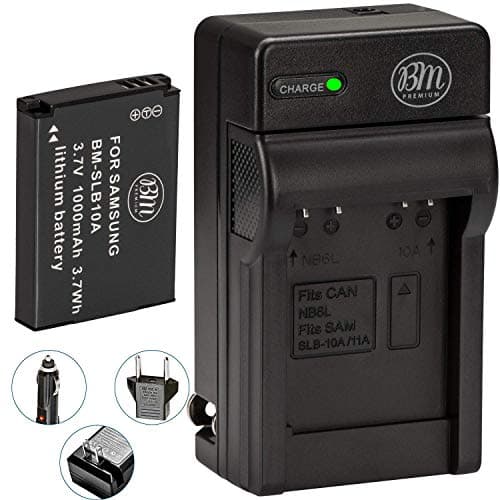 SLB-10A Battery and Battery Charger for Samsung EX2F HZ15W SL202 SL420 SL620 SL820 WB150F WB250F WB350F WB750 WB800F WB850F WB1100F Digital Camera + More!!