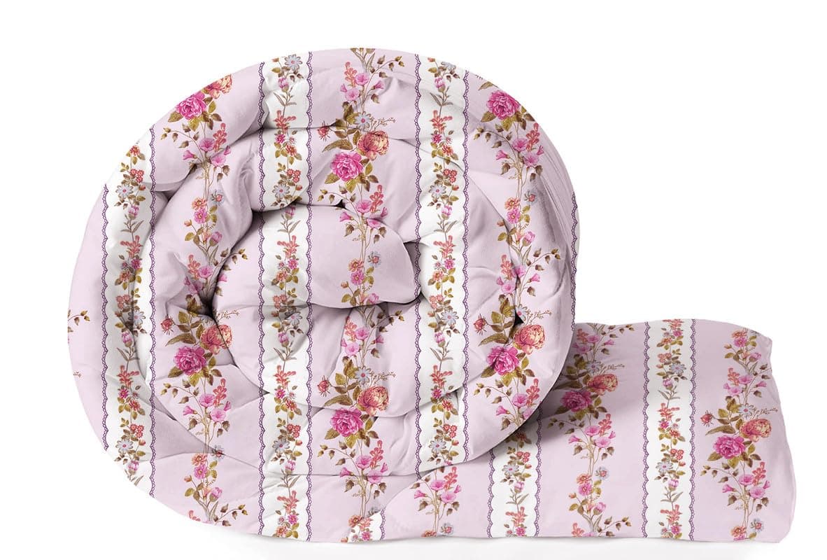 BSB HOME Snuggle Up 3.O Summer/All Season Printed Reversible Single Bed Glace Cotton Microfiber Comforter Blanket | Quilt | Dohar | Rajaai | Duvets - (220 GSM, Pink)