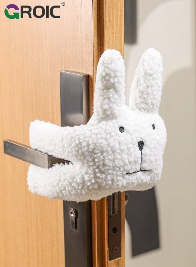 Door Pinch Guard, Cute Rabbit Door Finger-protection door stop for Kids, White Plush Anti-Pinch Door Safety Guard, Kids Room Finger Protector, Installation Prevents Finger Pinch, Plush Door Stopper