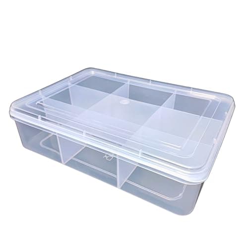 AANIJ® Multipurpose Plastic Storage Box Organizer with Fix Dividers 9 Grids Pack of 1 Transparent for Multi Use at Home, Office, Shop Size 31 X 22 X 7.5 cm