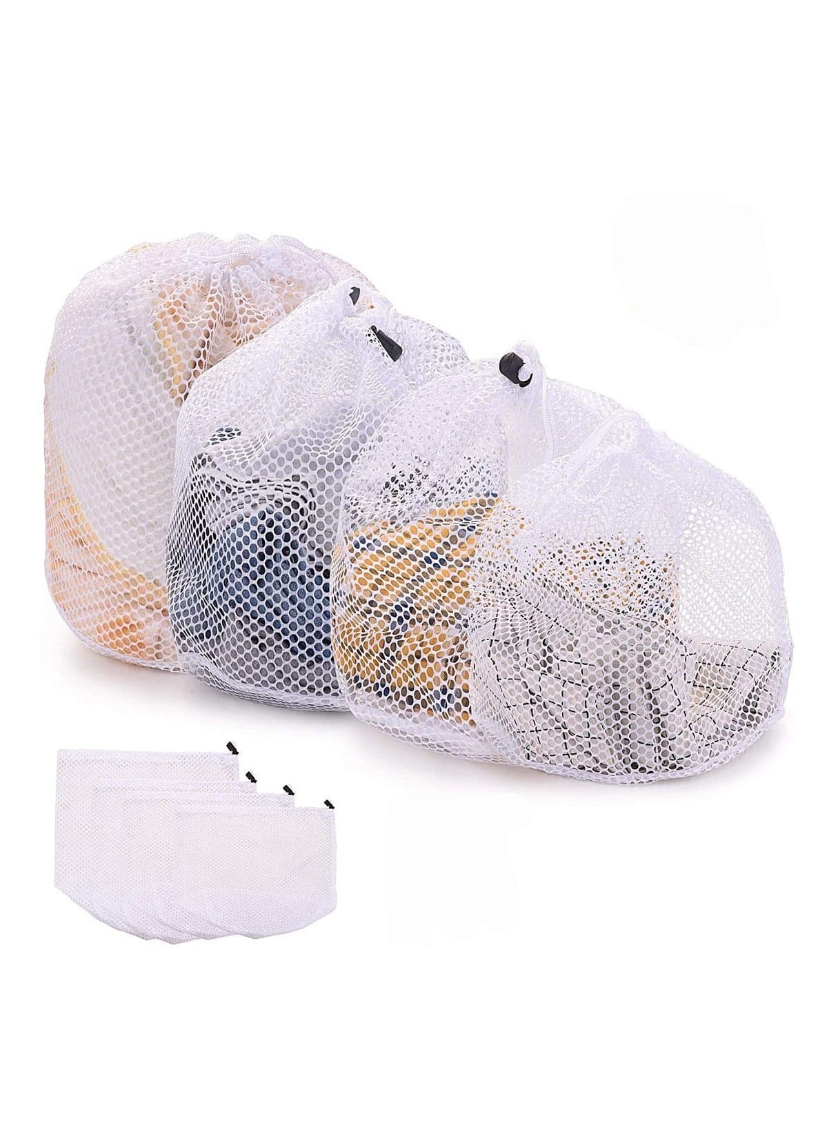 4PCS Mesh Laundry Bags Net Bag Drawstring Reusable Durable Washing for Clothes Underwear Delicates Socks Baby Bra Shoes Knitted Garments
