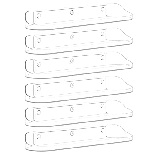 SpaceWhisper Floating Shelves for Wall, 6-Pack 15" Wall Shelves for Bathroom, Bedroom, Kitchen, Living Room, Display Hanging Shelf Organizer for Book, Picture Ledge, Figure Storage, Room Decor (Clear)