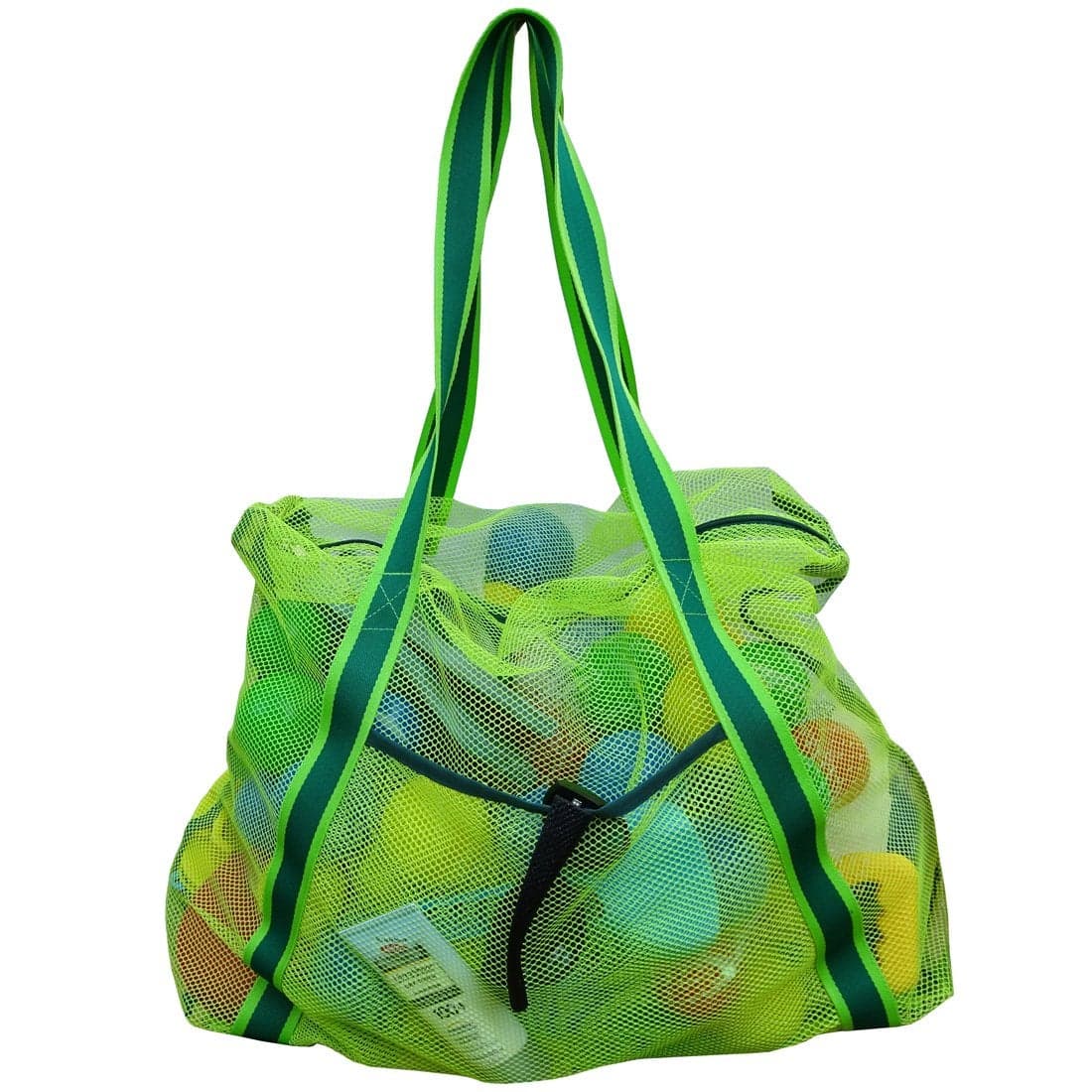 Leberna Large Beach Bag with Zipper Lightweight - Beach Toy Bag Mesh Bag for Swimming Pool Sand Toys Green