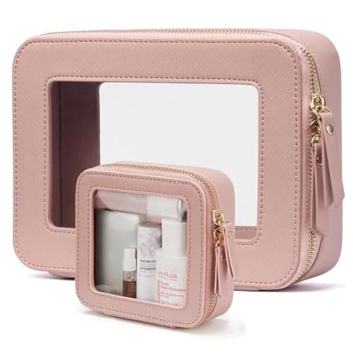 FASAOH Clear Makeup Bag with Mini Cosmetic BagsTravel Toiletry Bags for WomenPortable Cosmetic Bags Case Transparent Waterproof Cosmetic Organizer Storage Bags for Women Men