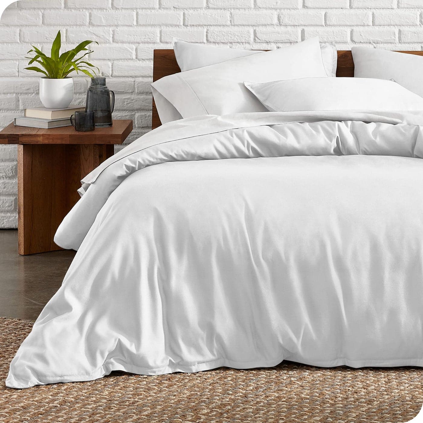 Bare Home Duvet Cover Set Double Size Premium 1800 UltraSoft Duvet Cover Set Lightweight Cooling Duvet Cover Bed Duvet Cover with 2 Pillowcases Double White