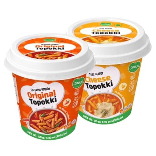 Joayo Original & Cheese Topokki Rice Cakes with Spicy & Rich Flavorful Savory Sauce 120g each, Pack of 2 Combo | Authentic Korean Topokki | The Product of Korea (Famous Korean Street Food)