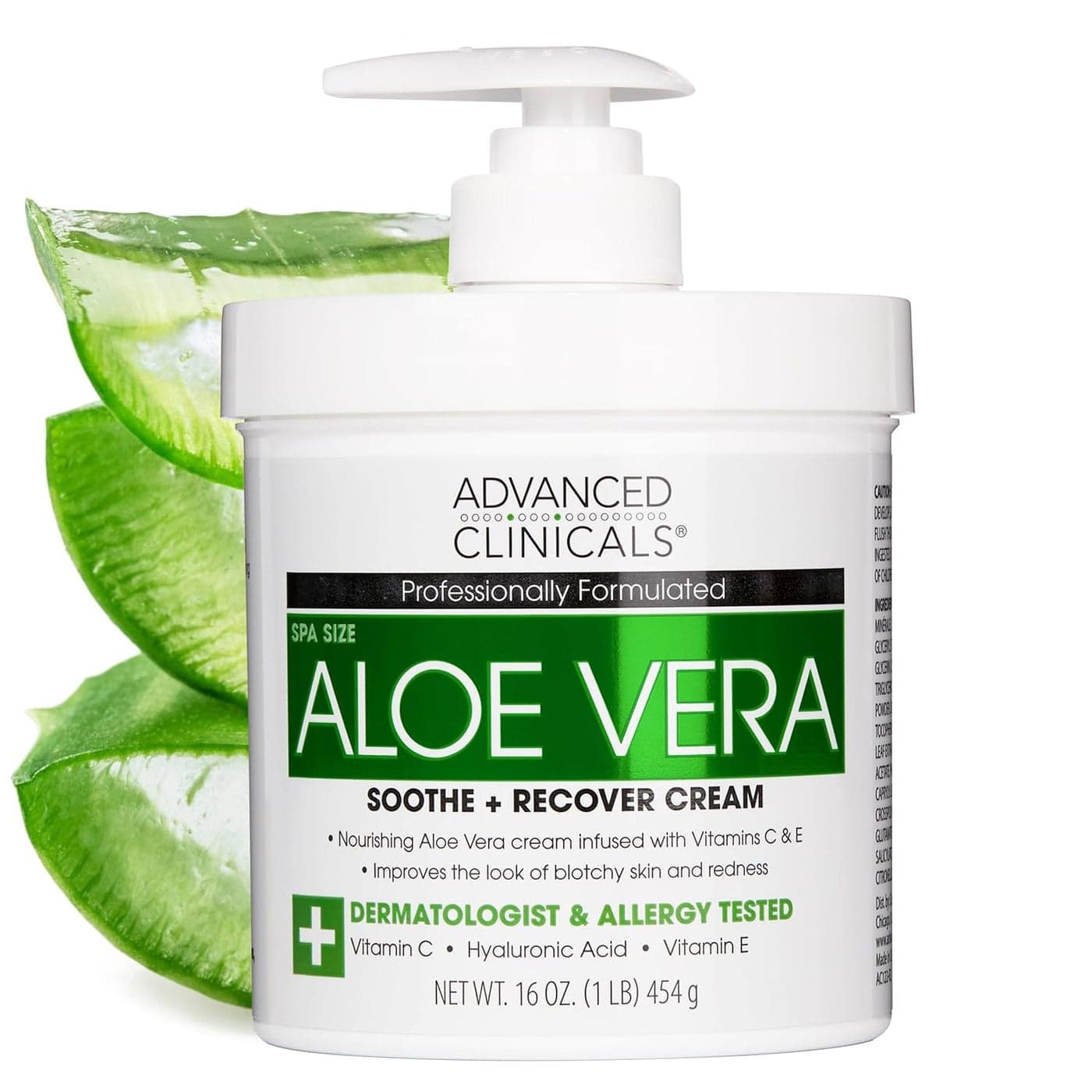 Advanced Clinicals Aloe Vera Lotion Sun Burn Recovery Cream After Sun Body Lotion W Vitamin C Hyaluronic Acid Sun Damaged Skin Repair Moisturizing Cream Skin Care Products Large 16 Oz