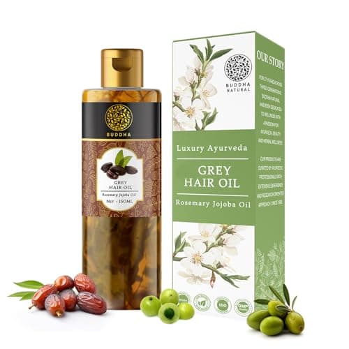 Buddha Natural Hair Oil for Greys Whites 150 ml 51 Oz Restore Natural Black Color of Hair With Unique Herbs oil blend For Men and Women 100 Ayurvedic No Mineral Oil