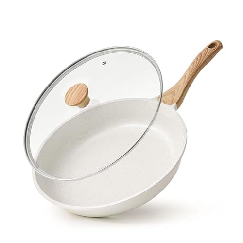 SENSARTE Nonstick Ceramic Frying Pan Skillet with Lid, 12.5 Inch Omelet Pan, Healthy Non Toxic Chefs Pan, Induction Compatible Egg Pan with Heat Resistant Handle, Free of Intentionally Added PFAS/PTFE
