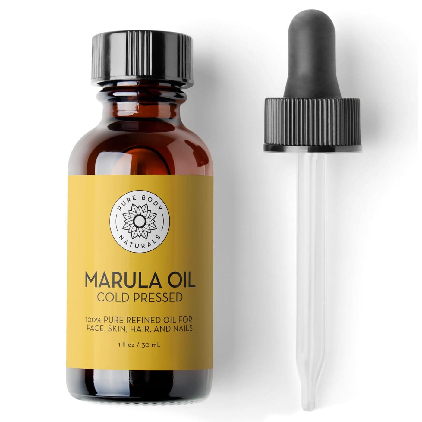 Pure Body Naturals Marula Facial Oil, 1 Fluid Ounce - Cold-Pressed, Refined Luxury Beauty Oil for Face and Hair - Vegan, Gluten-Free and 100% Natural