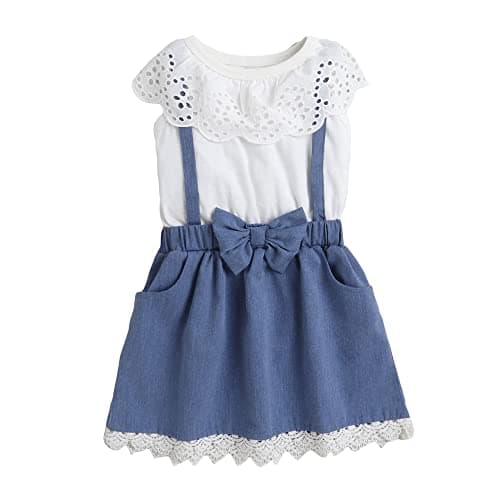 Hopscotch Girls Knee Length Casual Dresses In White Color For Ages 2-3 Years