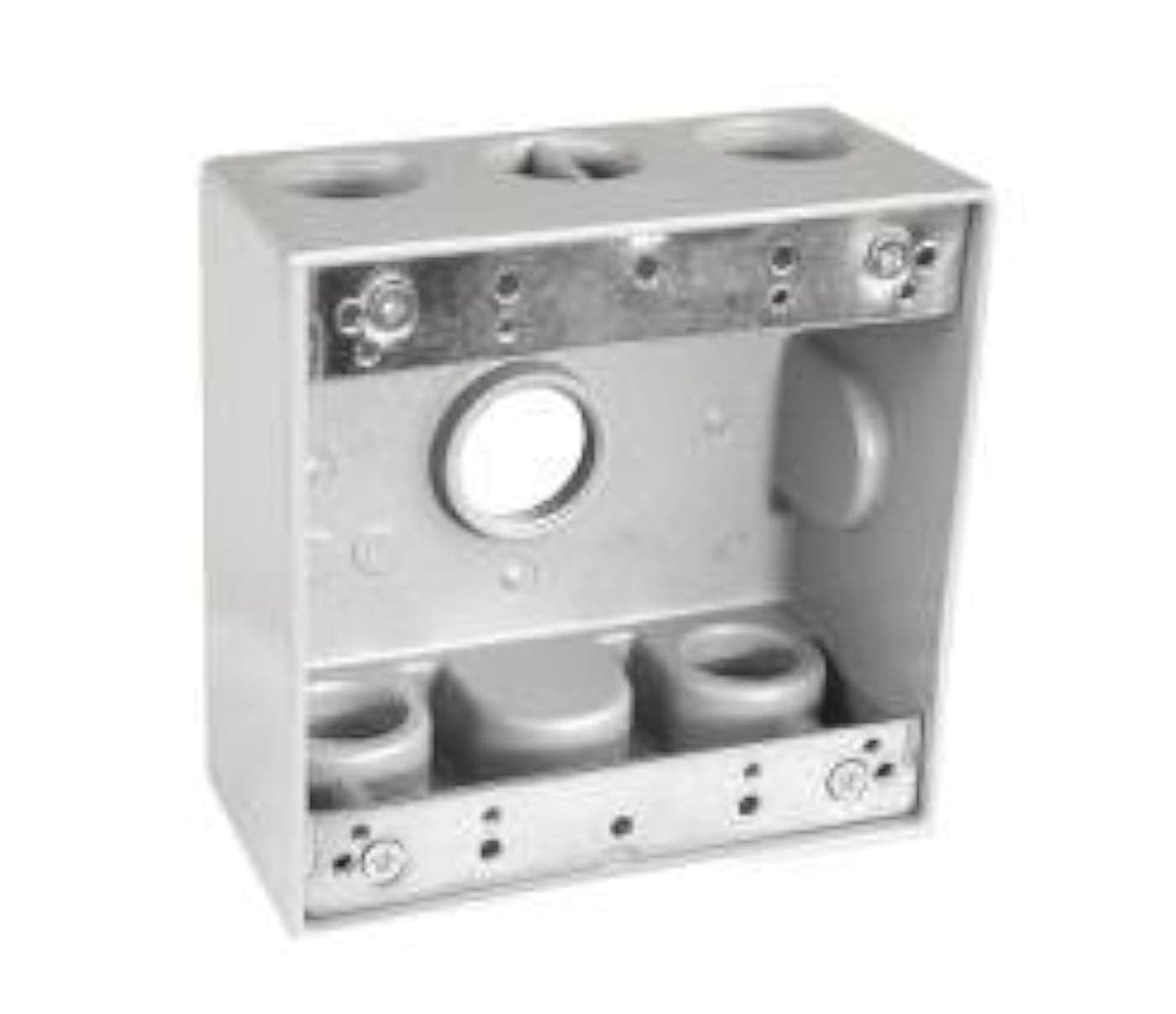 Sealproof 2Gang 5 Hole 34 Holes Weatherproof Rectangular Exterior Electrical Outlet Box with 5 Outlet Holes 34Inch UL Listed Double Gang
