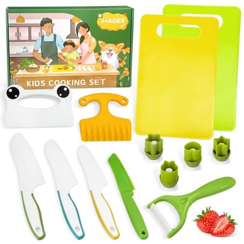 Chanking 13 Pieces Kids Safe Knife Set for Real Cooking ChildFriendly Plastic Chef Tools Montessori Kitchen Toys for Toddlers Birthday Gifts for Boys and Girls Ages 4 B