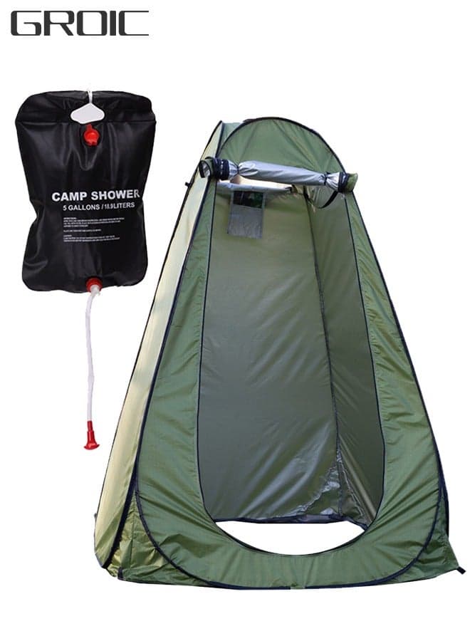 Shower Tent with 20L Water Bag – Pop-Up Privacy Changing Room for Camping