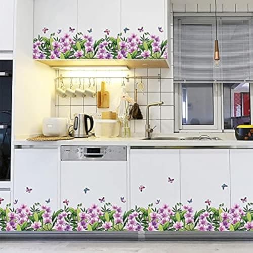 JAAMSO ROYALS Purple Flowers Wall Stickers for Living Room, Garden - 50 CM x 70 CM