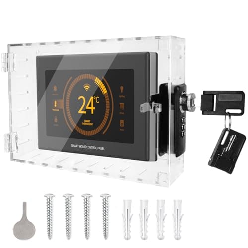Universal Thermostat Lock Box with Combination and Key Lock, Clear Thermostat Cover Guard On Wall, AC Control Lock Box Cover Air Conditioner Lockbox Fits Thermostats 6.88" H x 4.25" W or Smaller