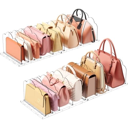 Lifewit Purse Organizer for Closet, Clear Handbags Storage Organizer, Adjustable Clutch Purse Storage Organizer Holder for Closet, 4 Pack Bookshelf Dividers for Sweater in Bedroom 35 x 24 cm/14 x 9.5