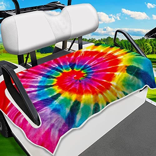 ENYORSE Golf Cart Seat Covers - Ethnic Style Golf Cart Towel Blanket for 2/4 Seater, Soft & Breathable Microfiber, Keeps Seats Cool & Comfortable, 51”x31”, Fits EZGO/Yamaha/Club Car, Tie-dye Red