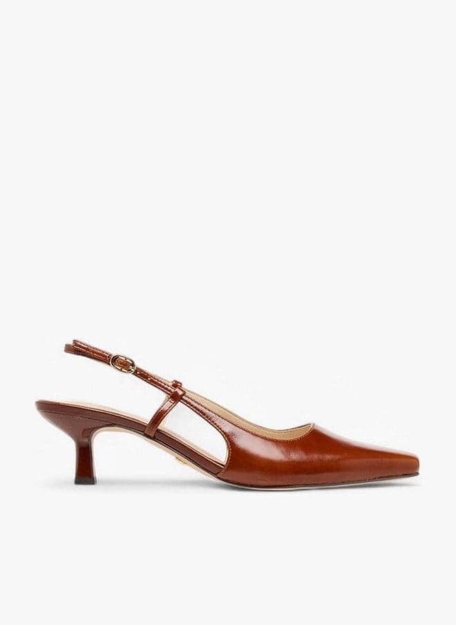 Women's Square Toe Shoes with Buckle Closure and Kitten Heels