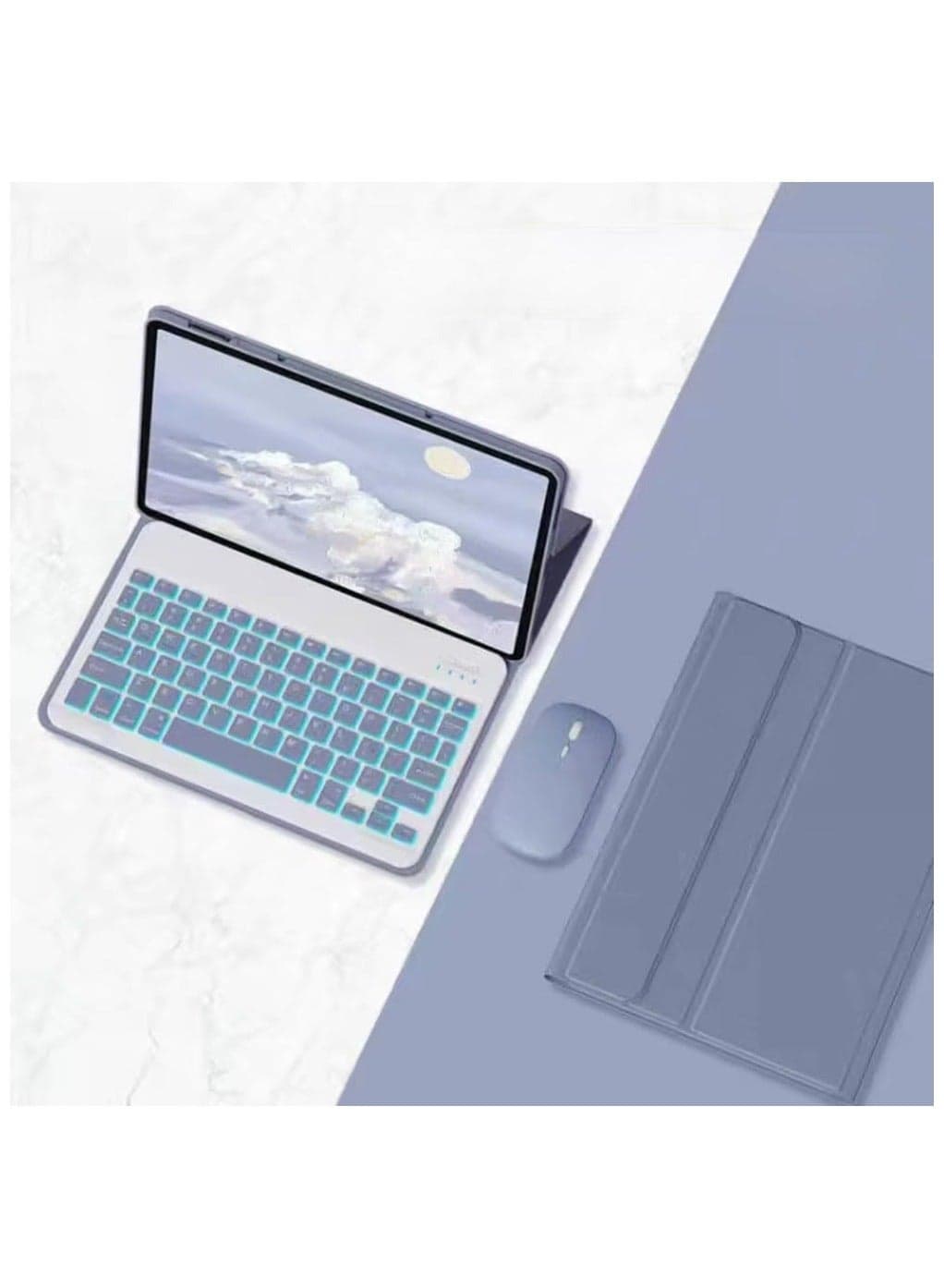 Arabic and English Keyboard Case with Mouse for Honor Pad X9 11.5 Inch 2023 Release Detachable 7 Color Backlit Bluetooth Keyboard Protection Soft CoverFlip Stand
