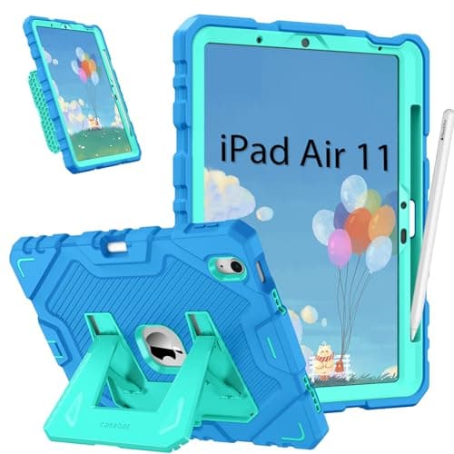 Fintie Case for iPad Air 11-inch M3 (2025) / M2 (2024), iPad Air 5th (2022) / 4th Generation (2020) 10.9 Inch, Fully-Body Rugged Heavy Duty Shockproof Case with Kickstand for Kids, Blue
