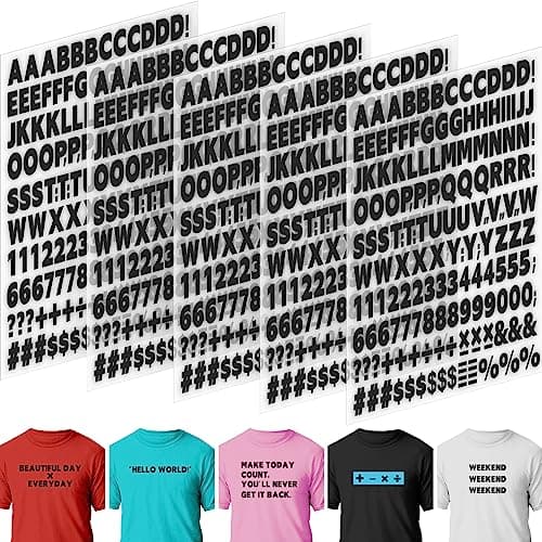5 Sheets 830 Pieces Iron on Letters and Numbers for Clothing, 1 Inch Iron on Vinyl Letters with A-Z Heat Transfer Letters 0-9 Iron on Numbers PU Alphabet Stickers for T-Shirt Printing DIY Craft, White