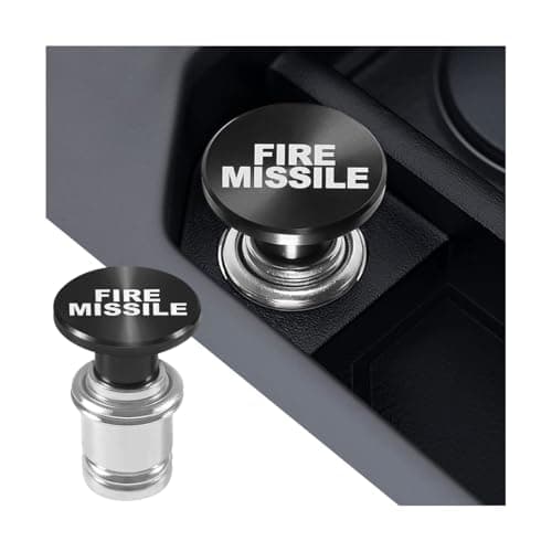 Mandark Aluminum Alloy Vehicle Cigarette Lighter, Pop-Out 12V Auto Lighter Plug, Universal for SUV, Motorcycle, Truck (Black/Fire Missile)