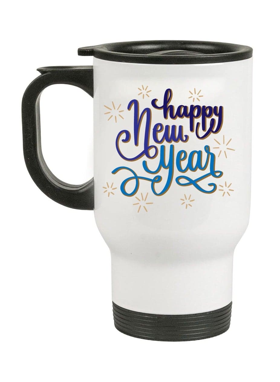 Happy NewYear Design Printed Travel Mug Suitable Gift for Family and Friends-NewYear Theme-Newyear Decor-Gifts for Special person