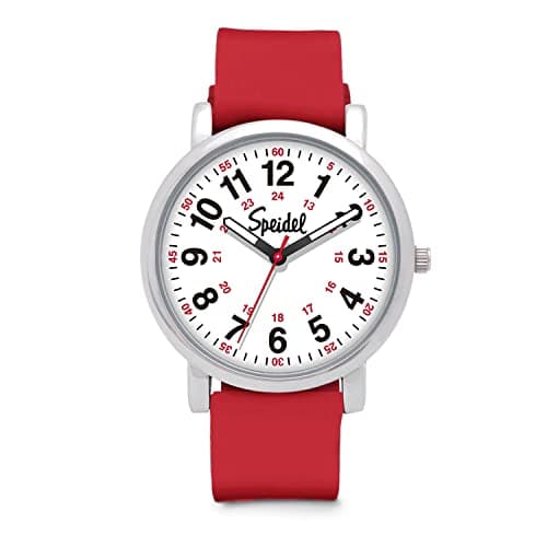 Speidel Original Scrub Watch™ for Nurses, Medical Professionals, Mens and Womens Watch with Second Hand Nursing, Nurse Watches for Women Men, Waterproof 12 and 24 hr Time - Red