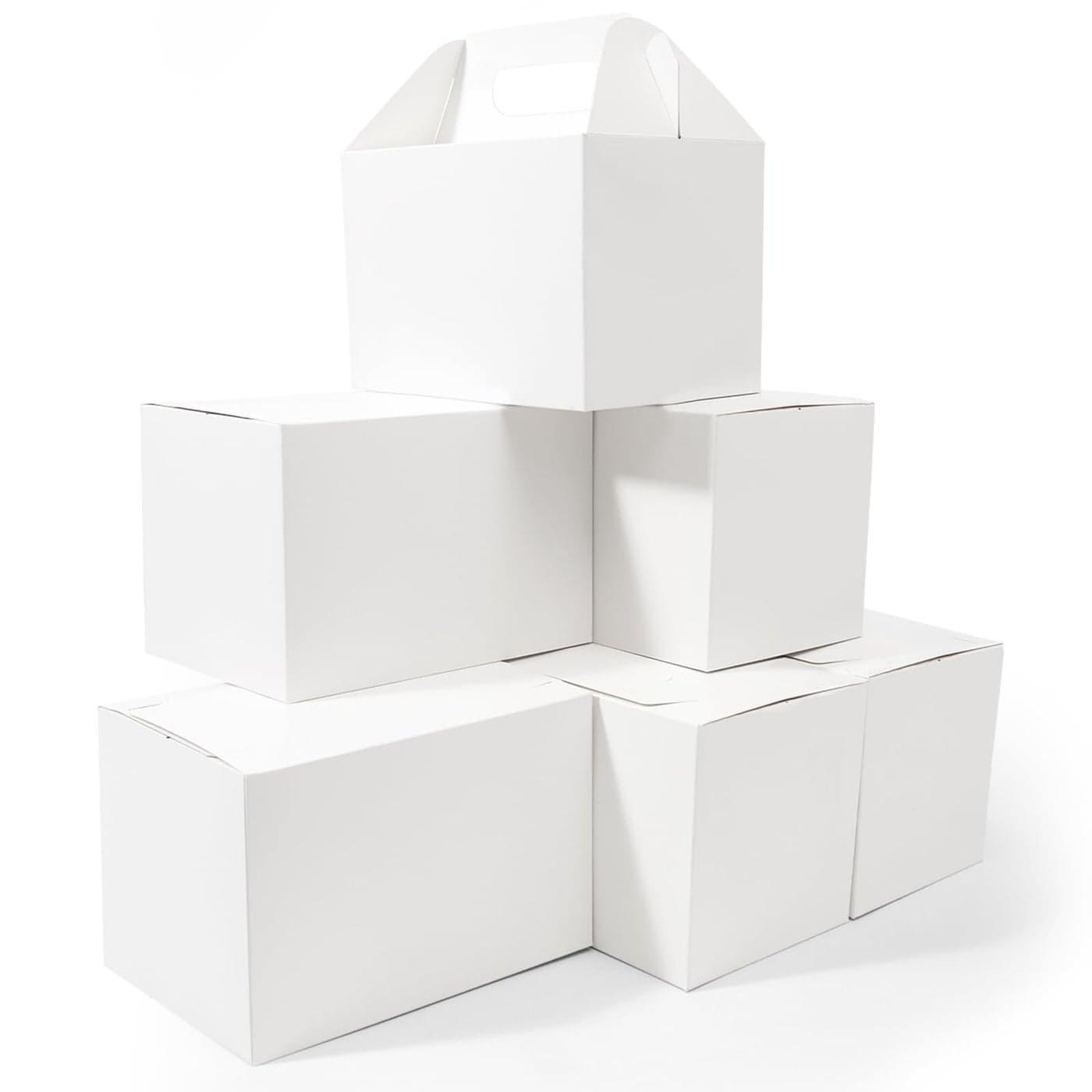 Happyhiram 10Pack Large Gable Boxes White 9x6x6 Inch Sturdy Cardboard Containers for Gifts Box Lunches Cookies and Birthday Wedding Welcome Boxes Easy to Assemble with Handles