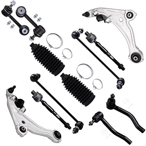 SCITOO 12pcs Suspension Kit For Nissan Altima 2007-2013 (w/Parts Lower Control Arm and Ball Joint, Sway Bar Link, Inner Outer Tie Rod End, Boots)