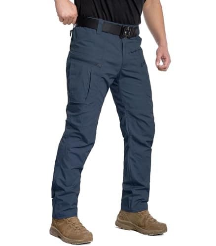 CARWORNIC Mens Ripstop Tactical Pants Water Resistant Cargo Work Pants Lightweight Breathable Outdoor Hiking Pants for EDC Military Combat Security Construction Trekking with 8 Pockets Blue