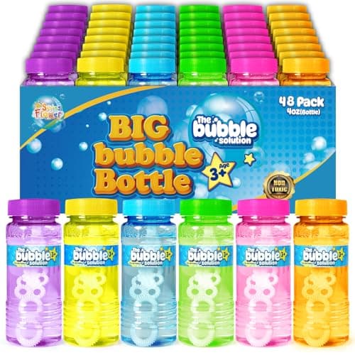 48 Pcs Bubble Bottles with WandBubbles Party Favors for KidsSummer Toys Blow Bubbles Solution Novelty Toy Party Favors Birthday Party Supplies Outdoor Indoor Activity4oz6 Colors